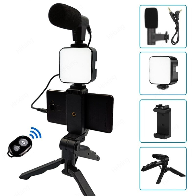 Y-49 Video Making Kit Vlogging Rig with LED Light, Shotgun Microphone, Tripod Stand & Bluetooth Remote