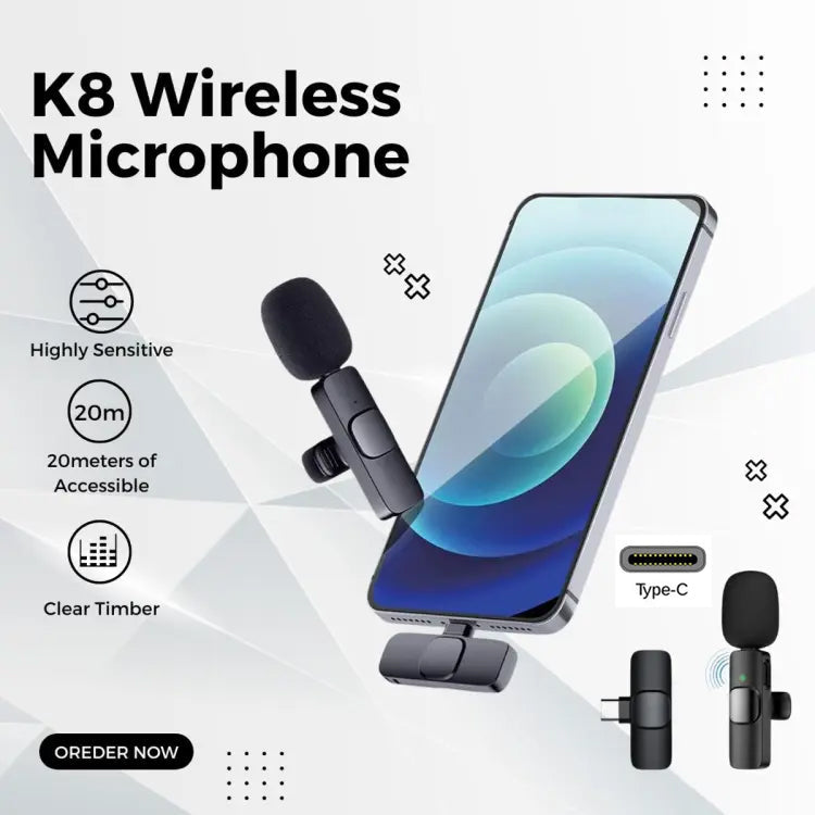 K8 Wireless  Microphone - Dual Plug (Type-C & iOS)