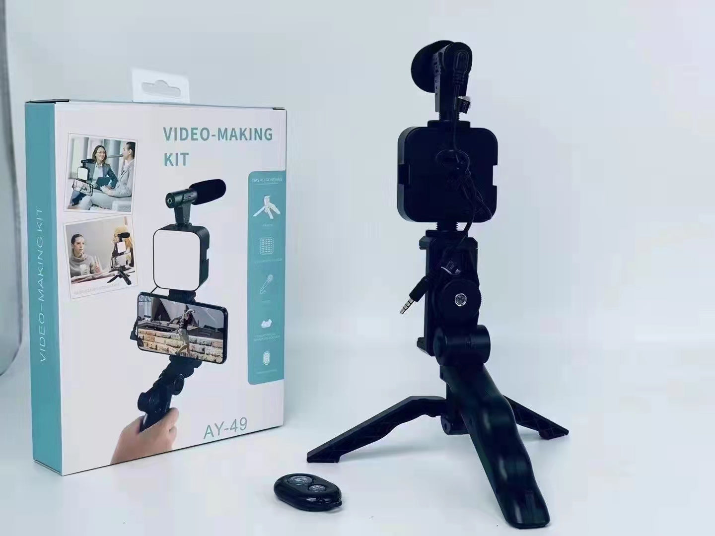 Y-49 Video Making Kit Vlogging Rig with LED Light, Shotgun Microphone, Tripod Stand & Bluetooth Remote